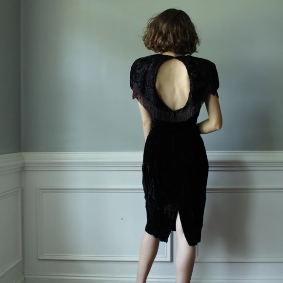 Gunne sax vintage velvet fringe dress - Picture 2 of 8